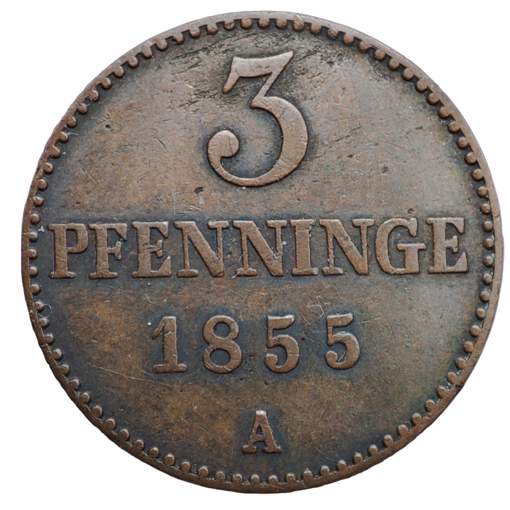 Niemcy, 3 pfenninge 1855 A