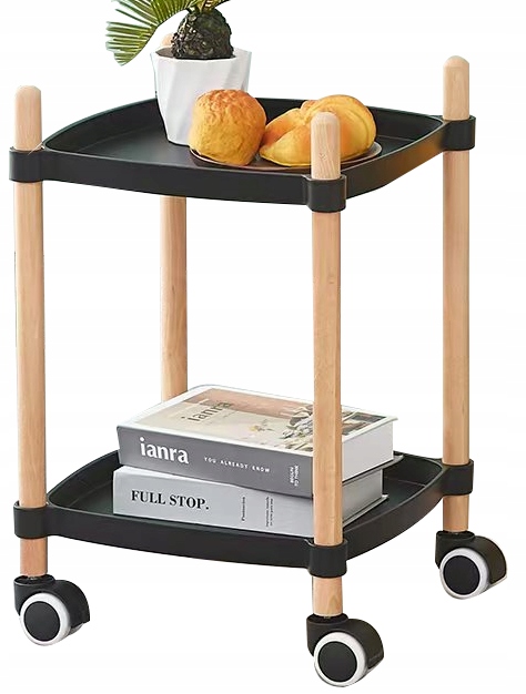 BAREK KÓŁKA 2 POZIOMY STOLIK PRZENOŚNY CZARNY SZAFKA TOALETKA CARGO