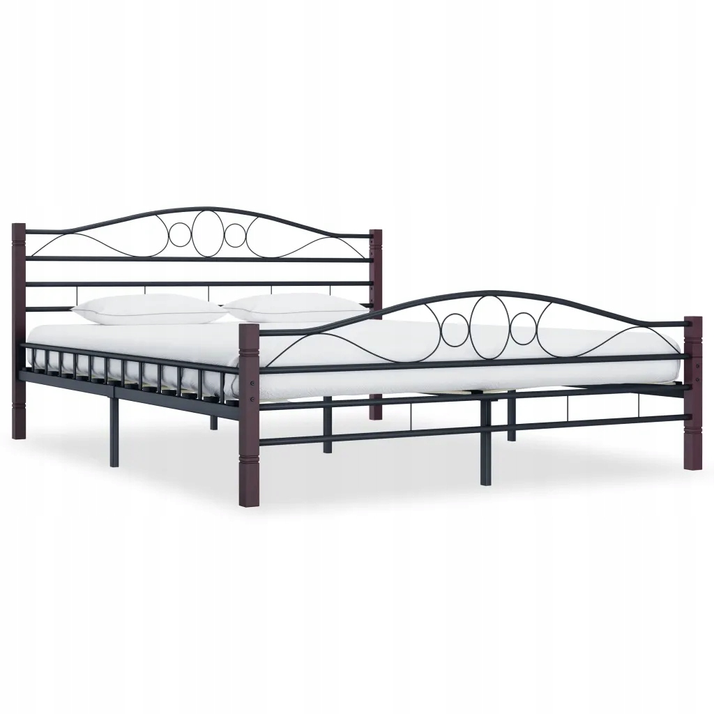 Rama łóżka, czarna metalowa elegancki, 140x200cm