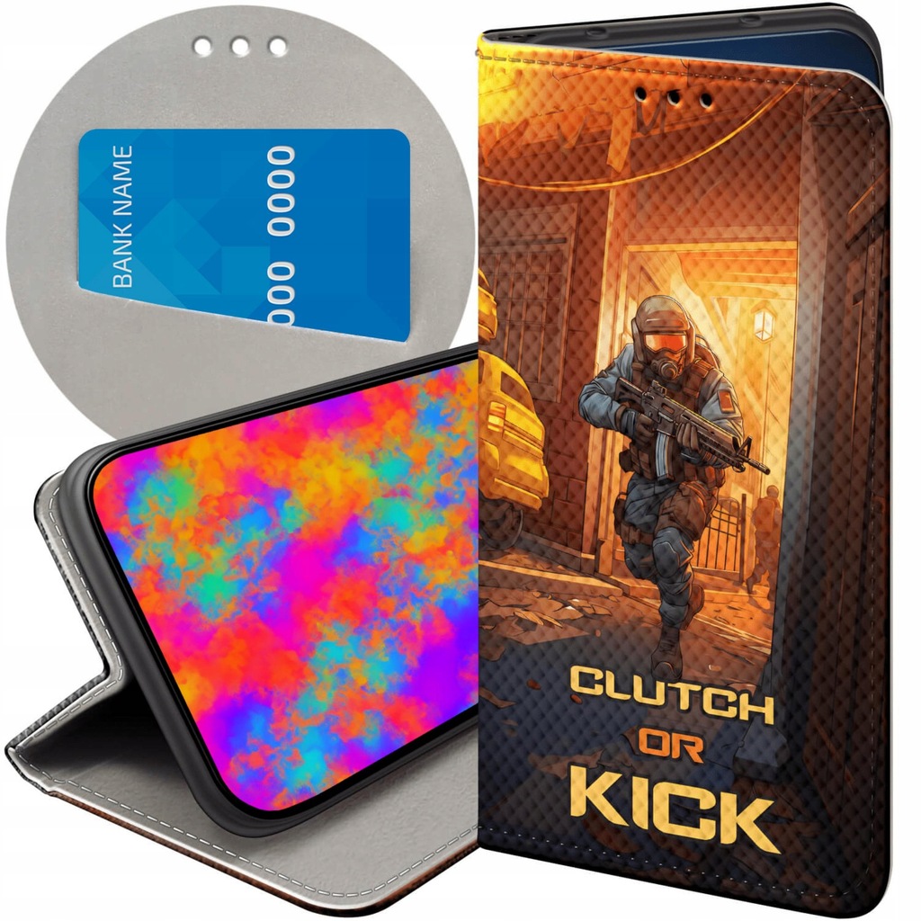 ETUI Z KLAPKĄ DO LG X POWER 2 WZORY CS GO COUNTER-STRIKE FUTERAŁ POKROWIEC