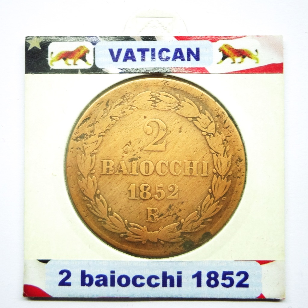 moneta 2 baiocchi 1852 Watykan