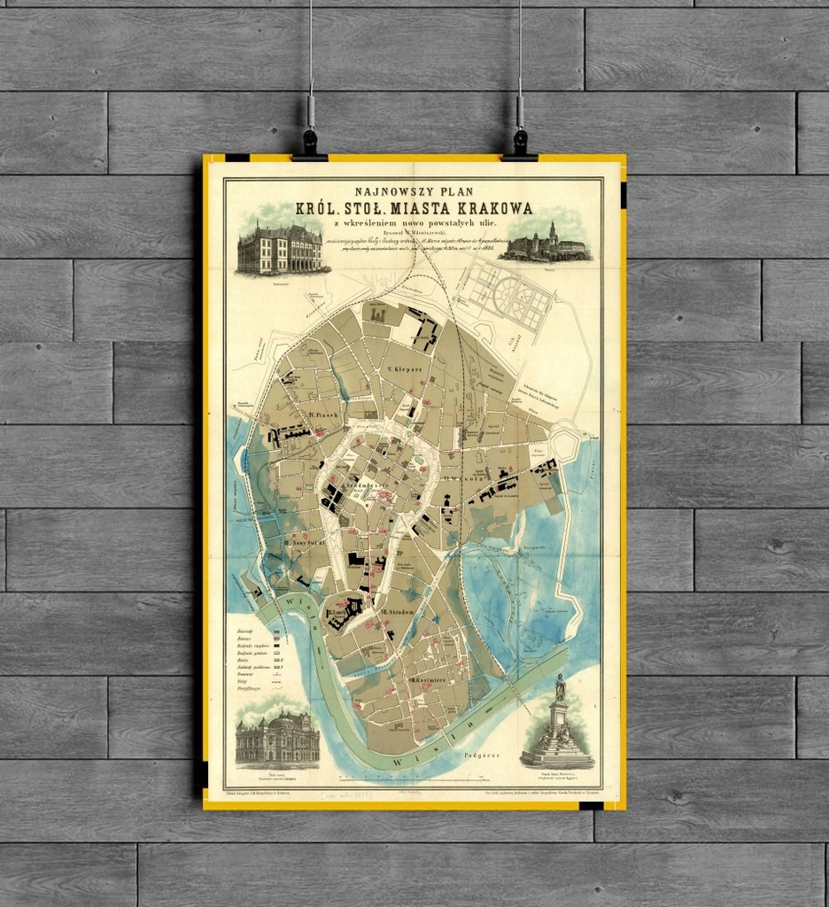 KRAKÓW plan miasta 1899 rok (40cmx30cm)