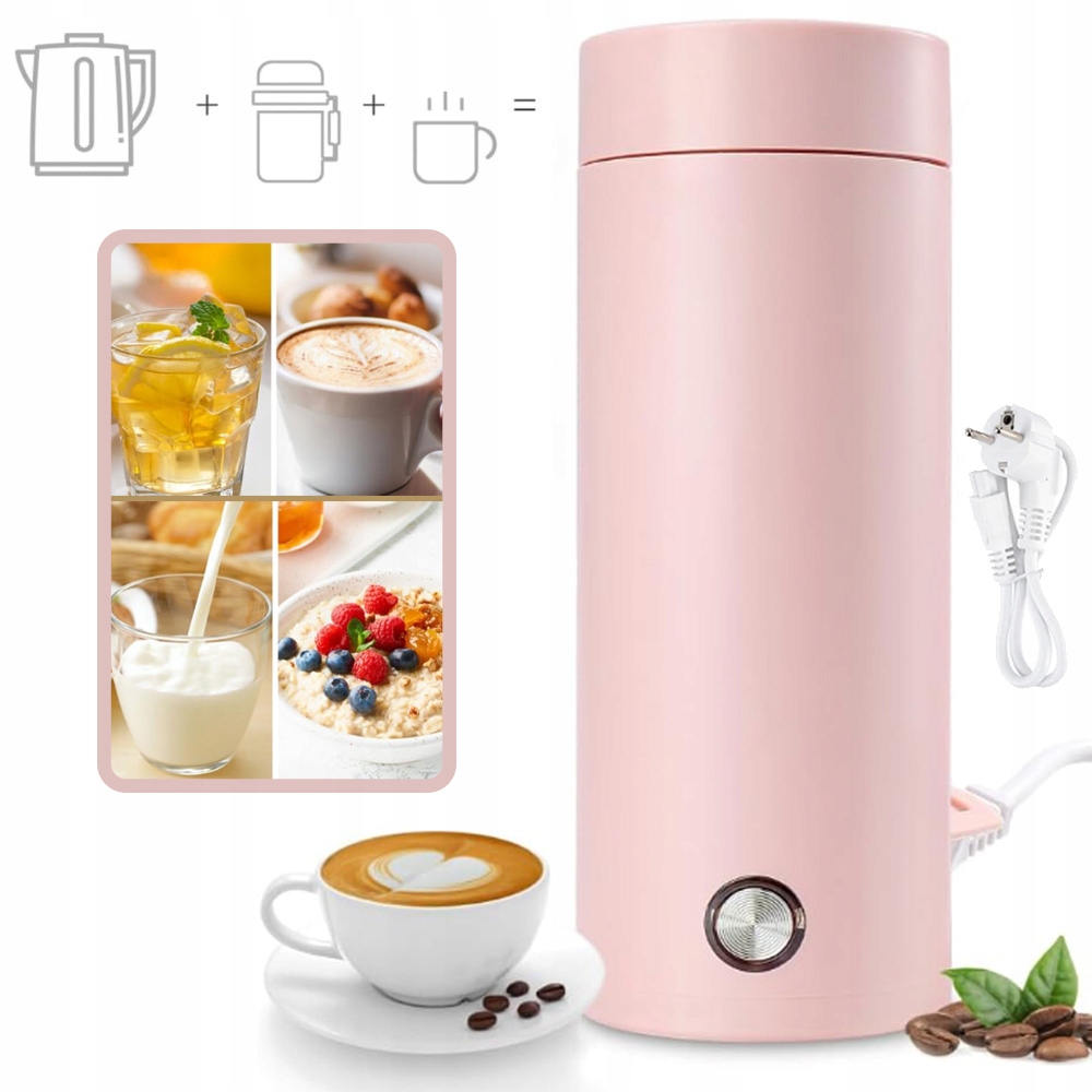 PRZENOŚNY CZAJNIK PODRÓŻNY, KUBEK GRZEWCZY DO CZAJNIKA ELEKTRYCZNEGO 400 ML