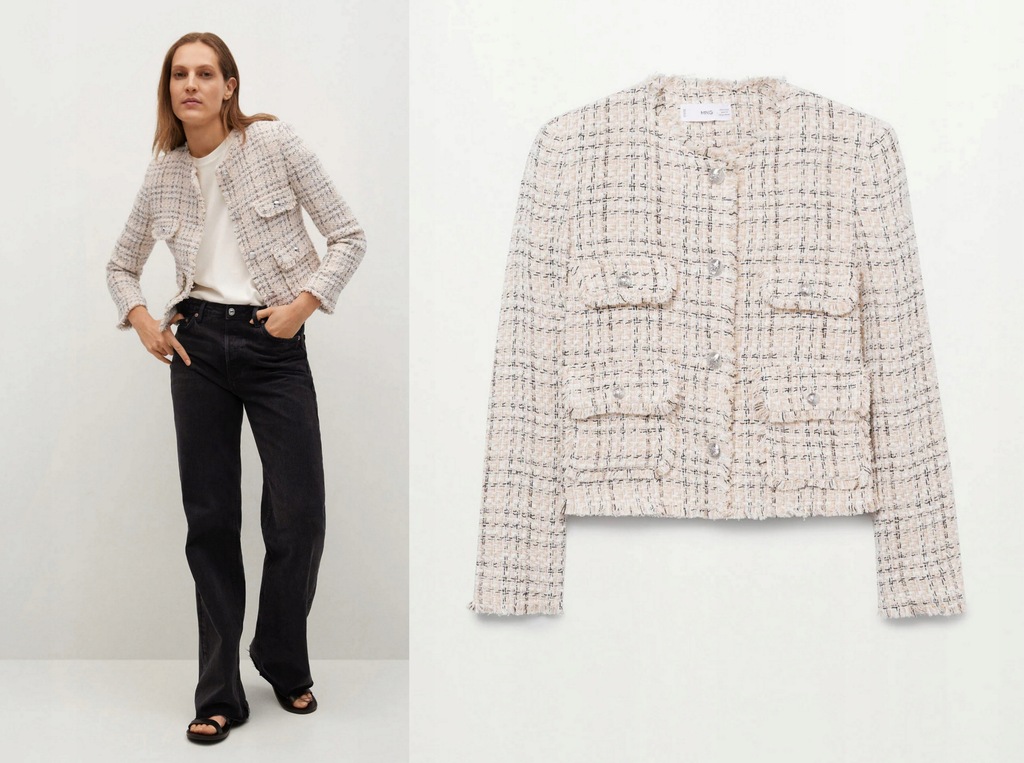 MANGO marynarka chanelka NOWA żakiet tweedowa L/40