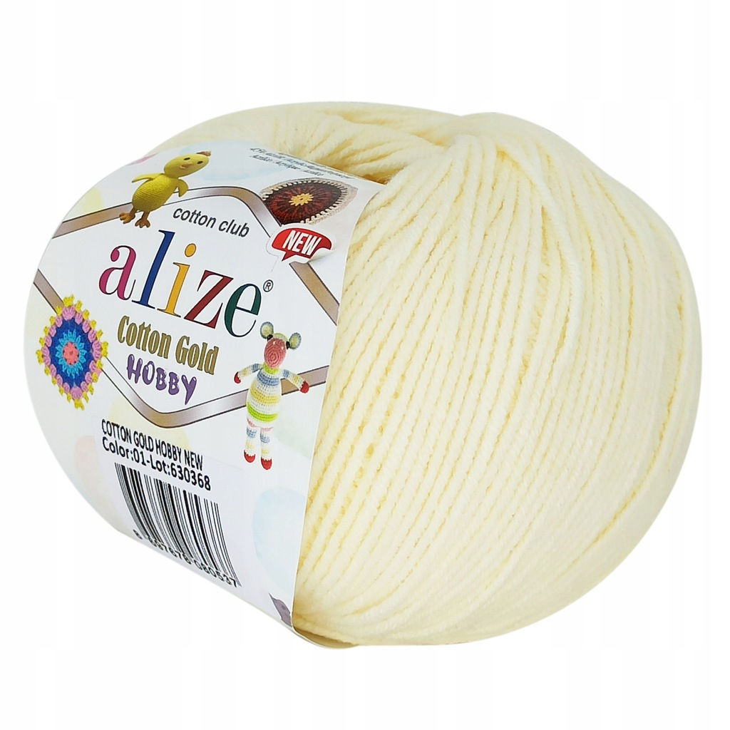 Włóczka Alize Cotton Gold Hobby 50g KREMOWA 01