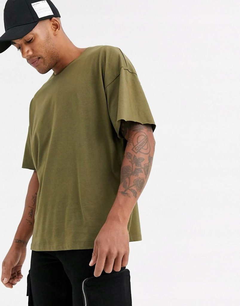 ASOS DESIGN__XZX ZIELONY T-SHIRT OVERSIZE__S