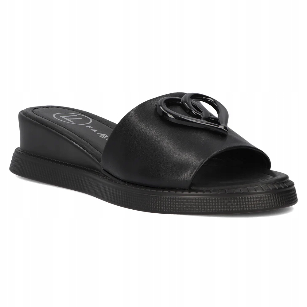 Buty damskie klapki skórzane buty letnie Filippo na lekkim koturnie r.41
