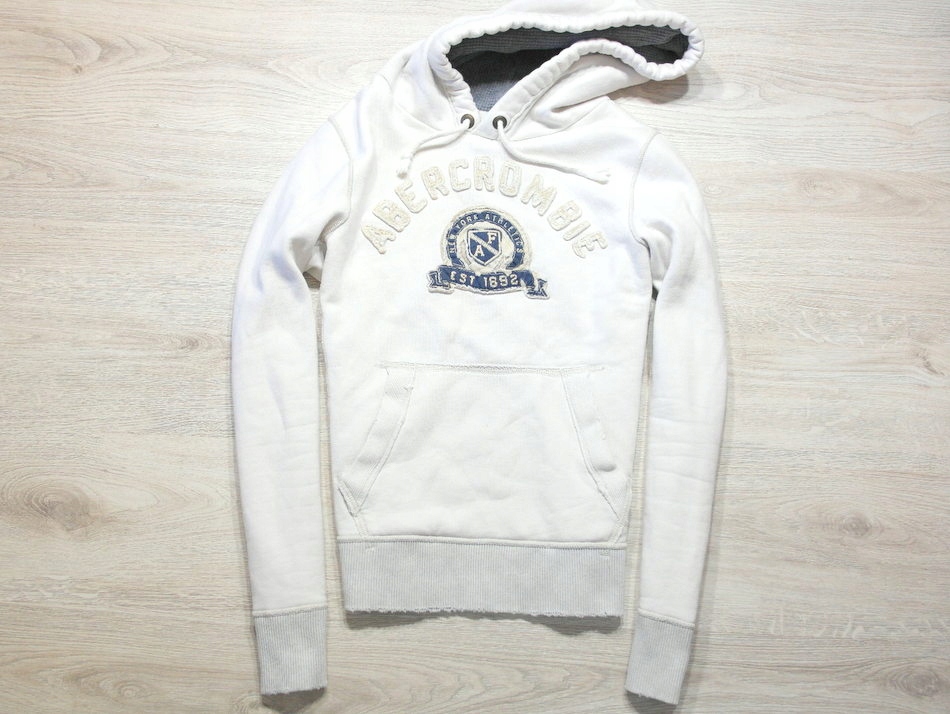 ABERCROMBIE _ FIRMOWA BIAŁA BLUZA Z LOGO _ M/L