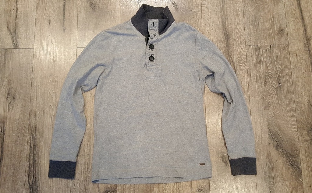 HUGO BOSS SWETER BLUZA SZARY Z KOŁNIERZEM M