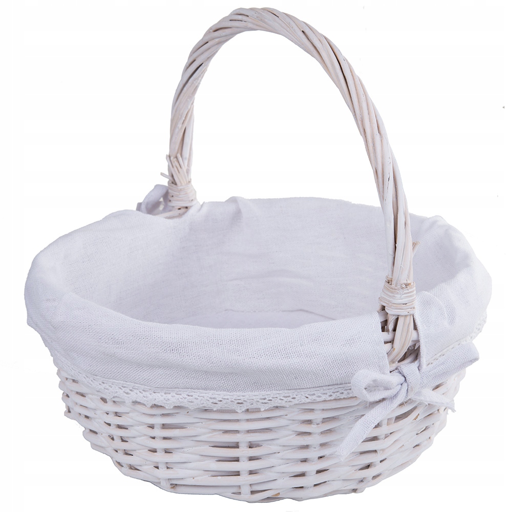 Koszyczek Wielkanocny Biały Koszyk Wiklinowy 26cm