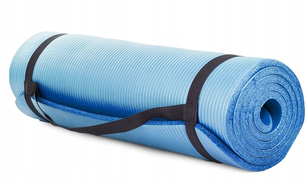 180x60 Mata fitness do jogi GRUBA z uchwytem BLUE ZWY