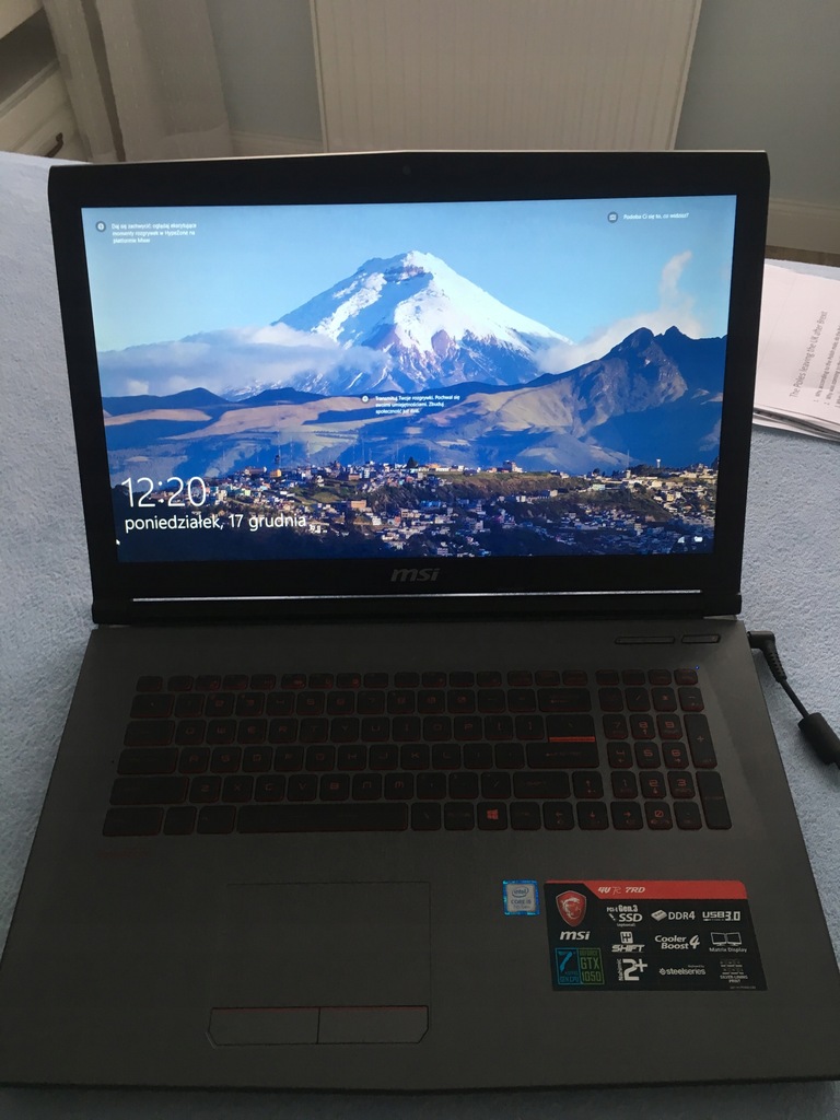 MSI GV72 laptop 17,3 cala gaming WINDOWS 10PL