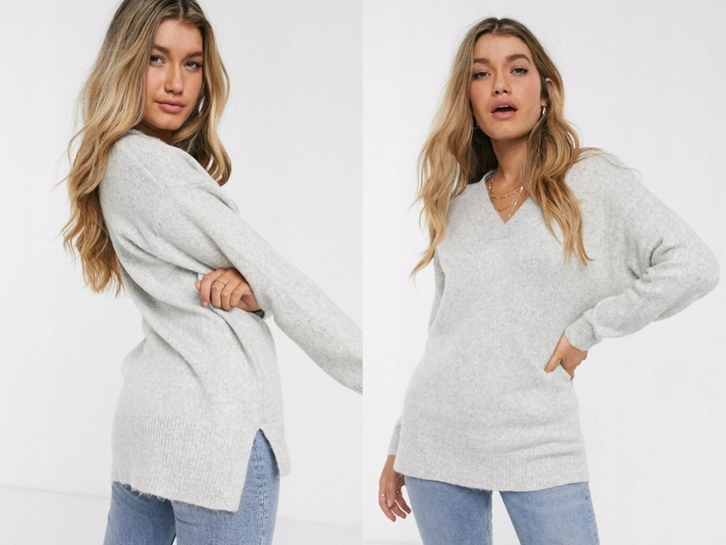 NEW LOOK szary damski luźny sweter S/36