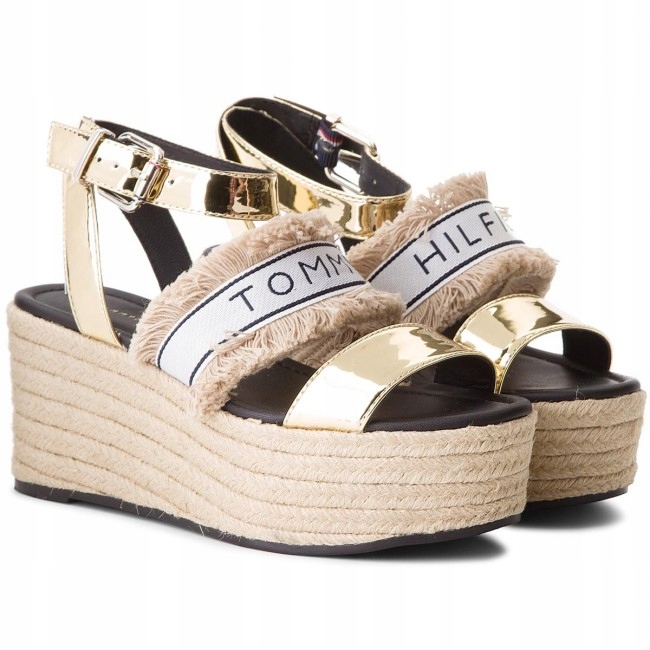 TOMMY HILFIGER SANDAŁY ESPADRYLE ZŁOTE DAMSKIE_40