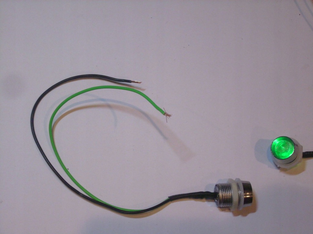 Kontrolka LED zielona mat 10mm/14mm 12v 24 chrom