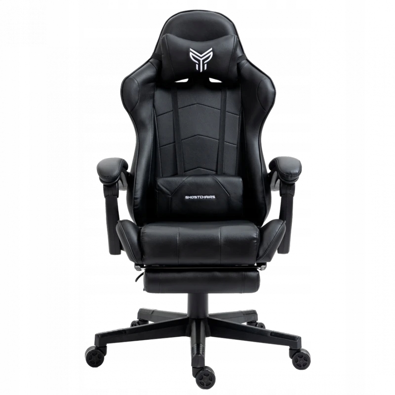 Fotel gamingowy GHOST 17 czarny z podnóżkiem