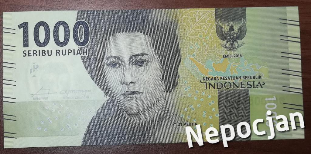 Banknoty Świata Indonezja 1000 Rupii 2016 UNC