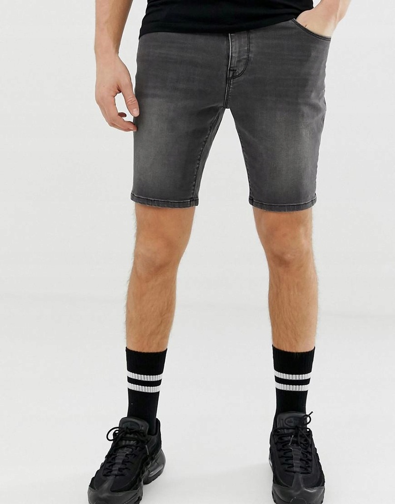 ASOS__XDI SZARE MĘSKIE SPODENKI JEANS__W30