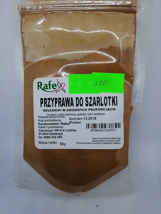 AROMATYCZNA PRZYPRAWA DO SZARLOTKI,MIX PRZYPRAW 50