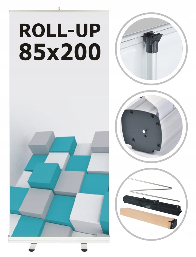 ROLL-UP 85x200 kaseta + wydruk blockout + torba
