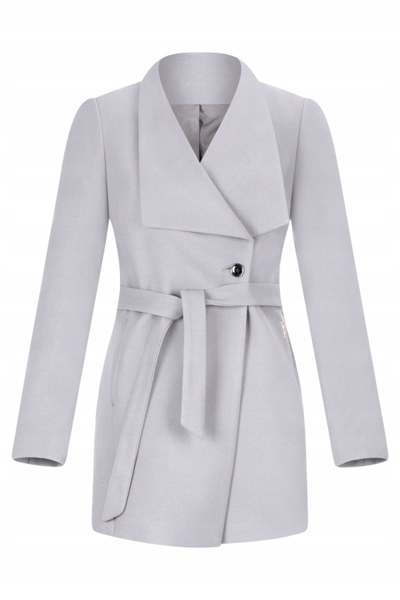 Płaszcz Zartex Pola szary z paskiem 36 MODON 7363970778 Płaszcz damski Zartex Pola camel z paskiem | sklep