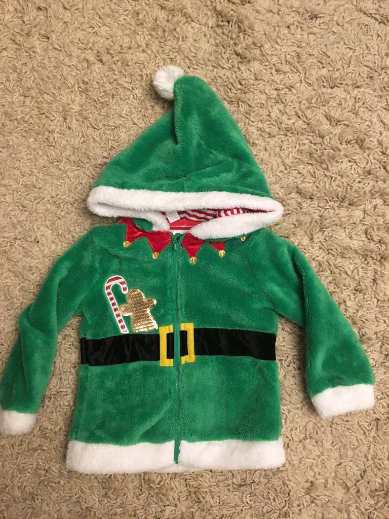 Świąteczny Elf kostium bluza Mikołaj 110cm polar