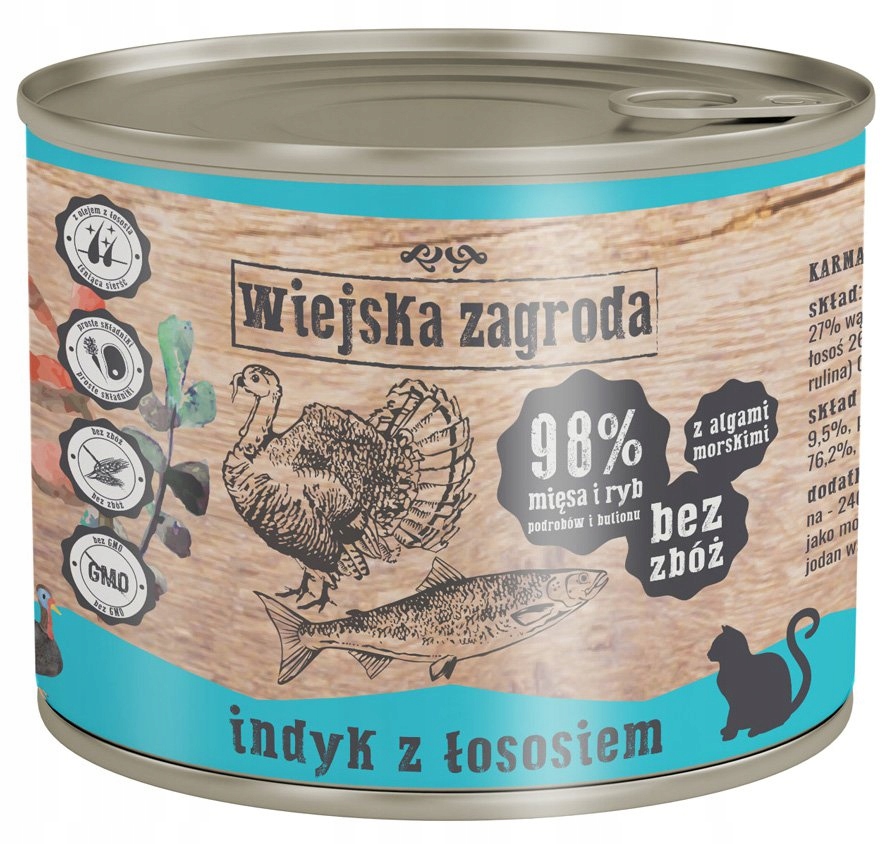 Wiejska Zagroda | Karma dla kotów | Indyk z łososiem 200g