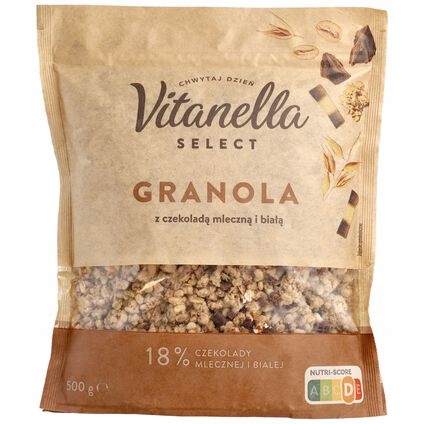 Vitanella Select Granola z czekoladą mleczną i białą 500 g