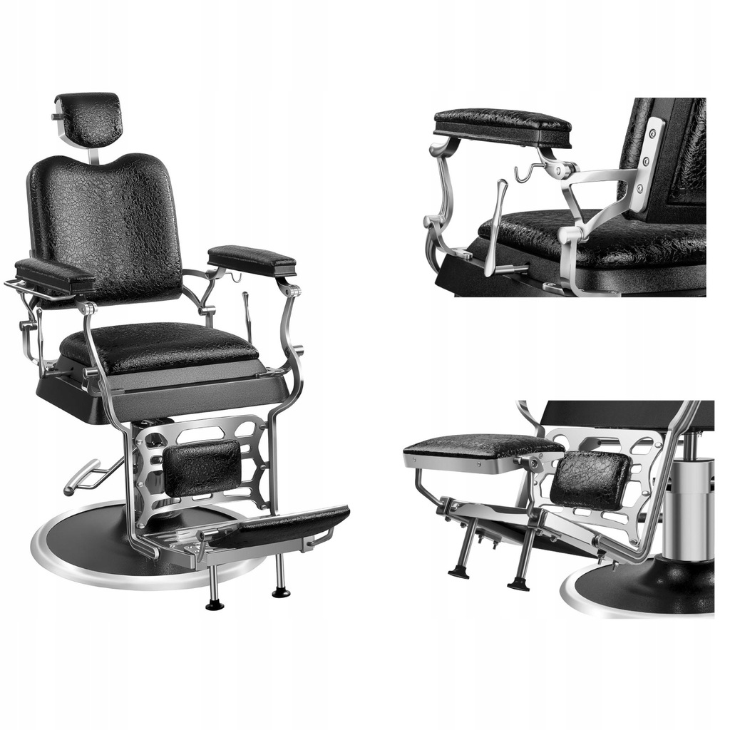 Fotel fryzjerski barberski z podnóżkiem obrotowy c