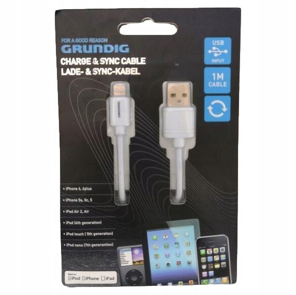 Kabel USB - Apple Lighting 1m synchronizacja biały Grundig