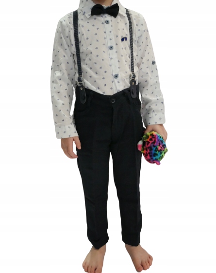 Mały elegancik koszula spodnie mucha garnitur 128