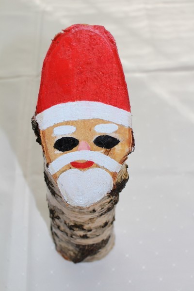 Święty Mikołaj z brzozy - duży 30 cm + dwa małe