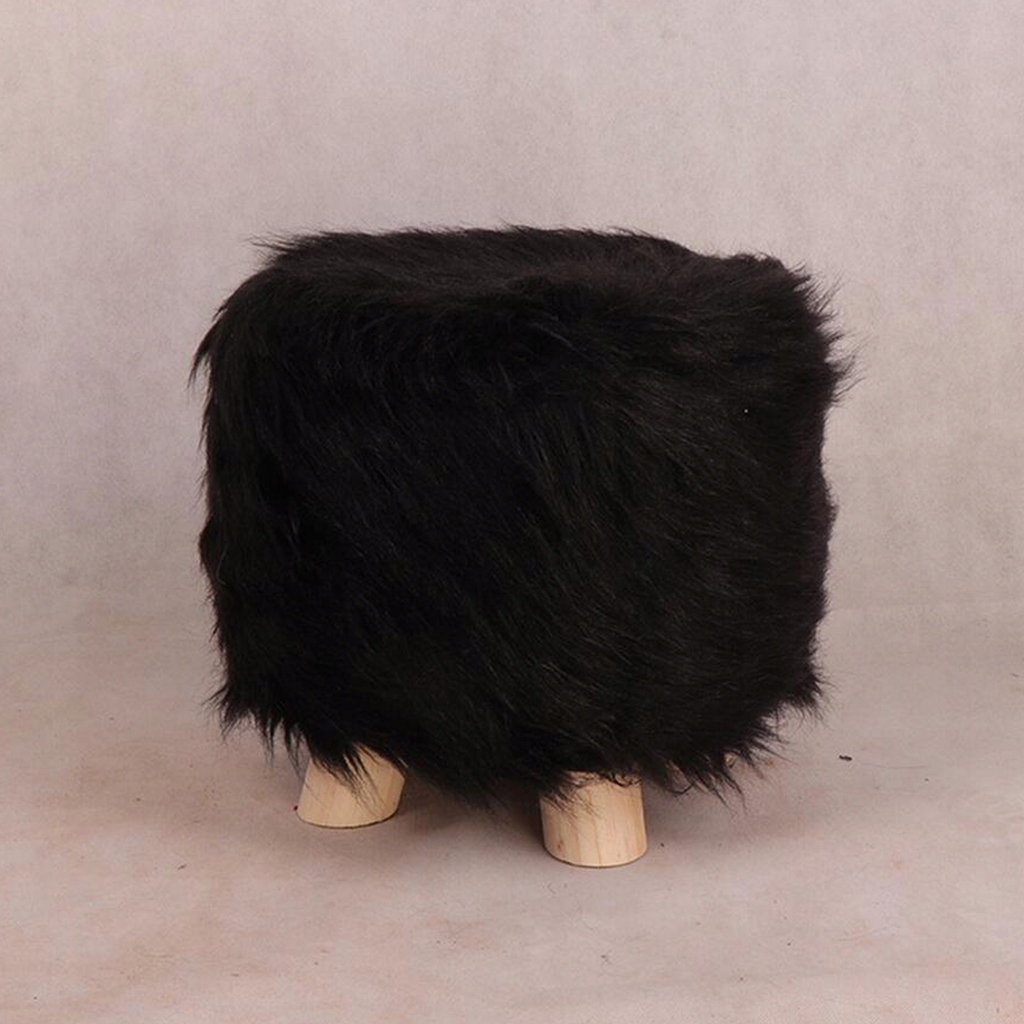 Round Small Stool Cushion Cover Footstool as described Black - 35cm