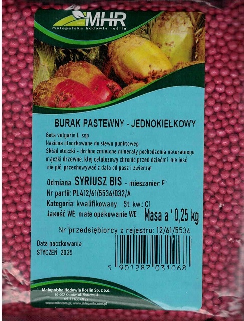BURAK PASTEWNY JEDNOKIEŁKOWY OTOCZKOWANY SYRIUSZ BIS C/1 0,25KG BIAŁY
