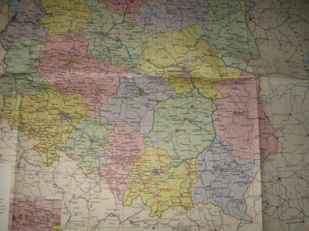 mapa POLSKA 1970/ 17 województw