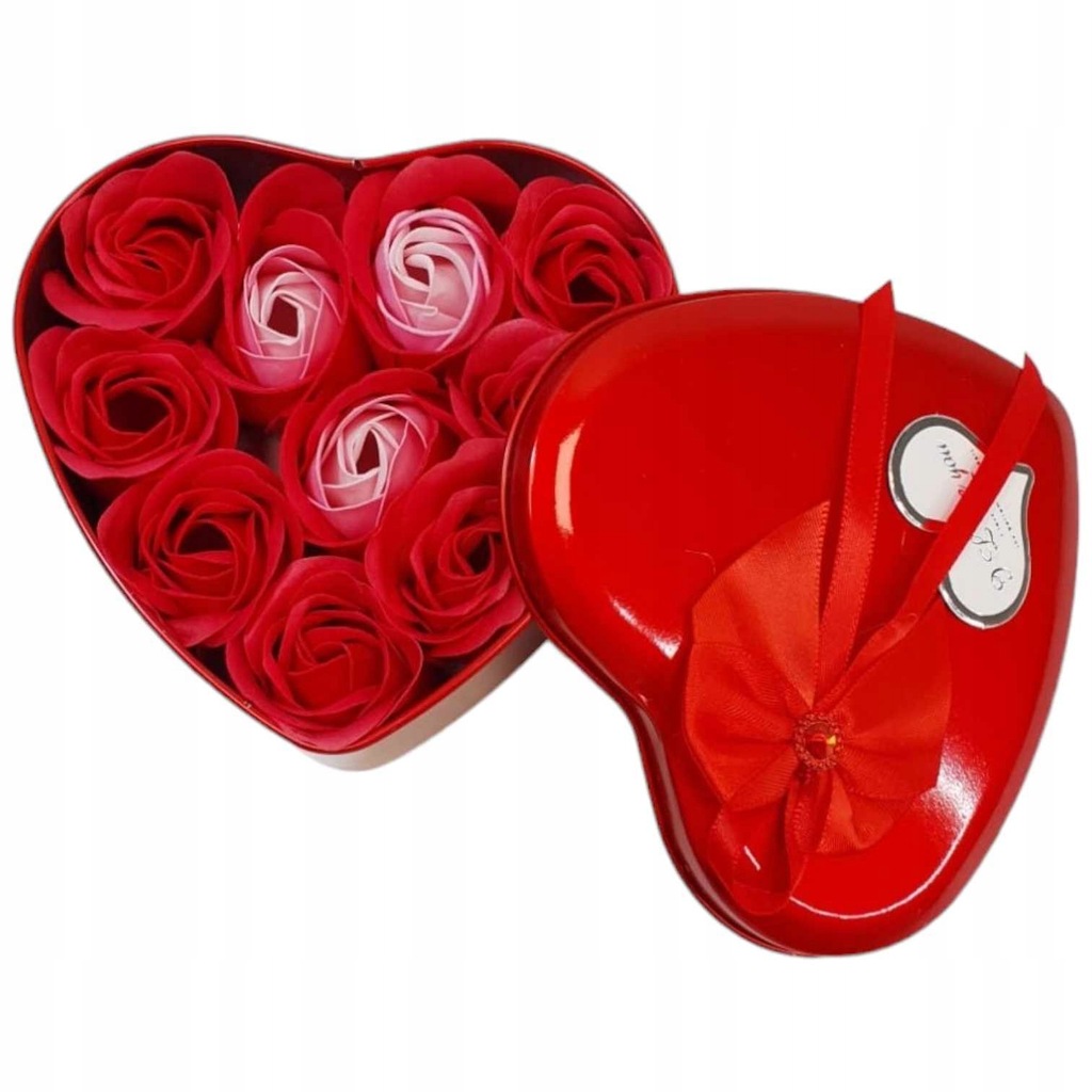 Prezent Upominek na Walentynki Dzień Kobiet Flower Box RÓŻE mydlane Serce
