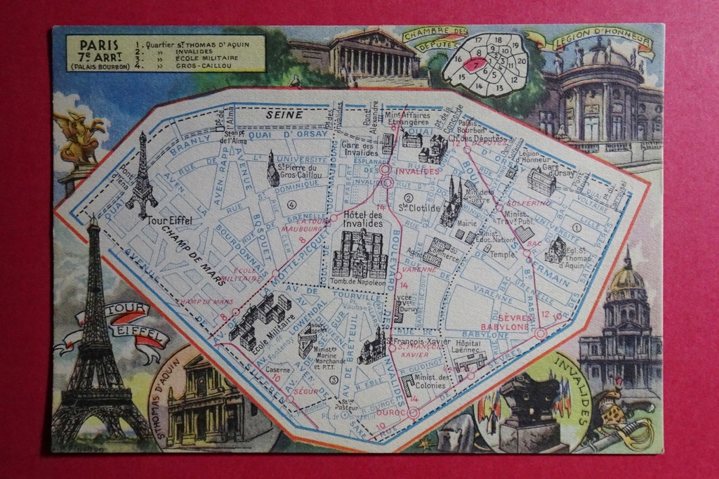 Dzielnica VII, PARYŻ Paris Francja #1920# mapa, mapka