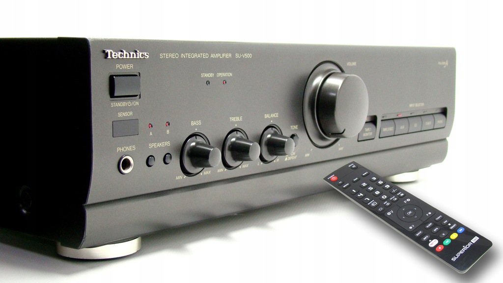 Zadbany wzmacniacz stereo TECHNICS SU-V500 + PILOT - Japoński