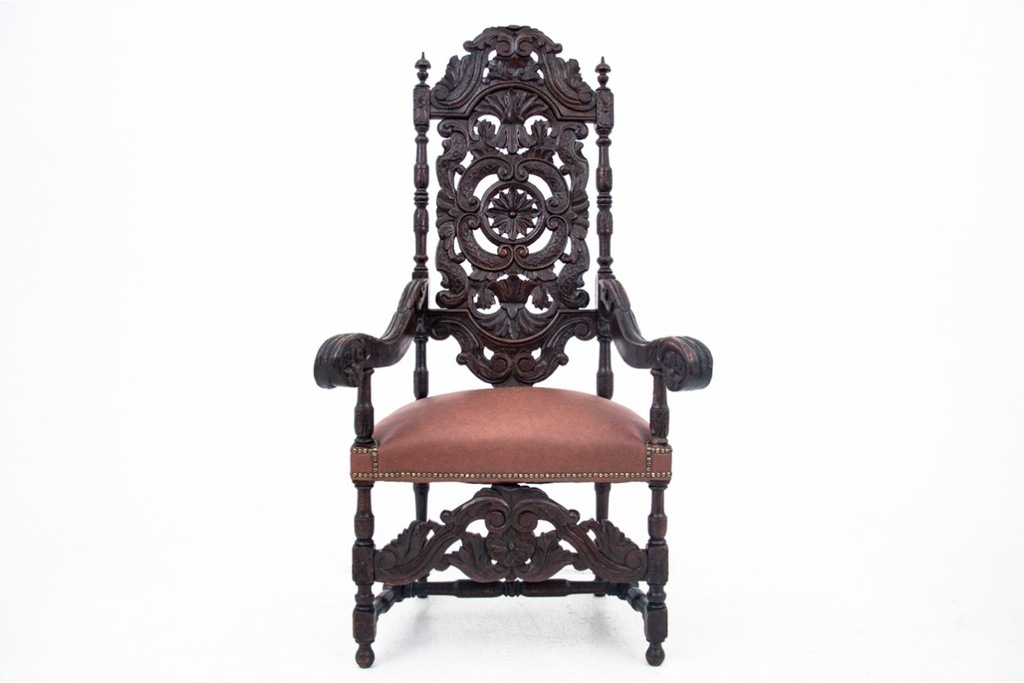 Zabytkowy fotel - tron, Europa Zachodnia, XIX wiek