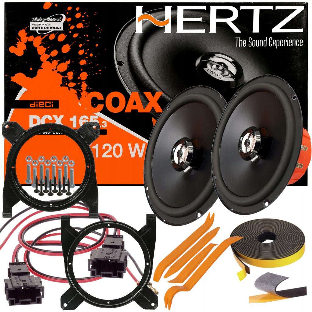 HERTZ DCX165 GŁOŚNIKI VOLVO S70 V70 TYLNA PÓŁKA DRZWI PRZÓD DYSTANSE + MATA