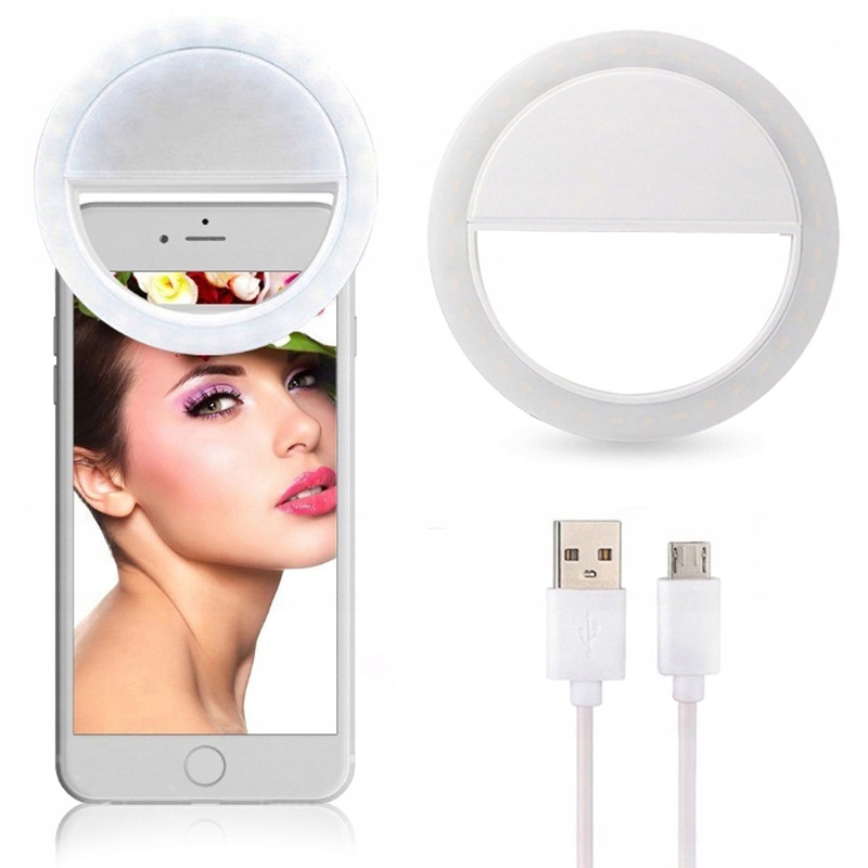 LAMPA SELFIE PIERŚCIENIOWA DO TELEFONU USB LED 3w1