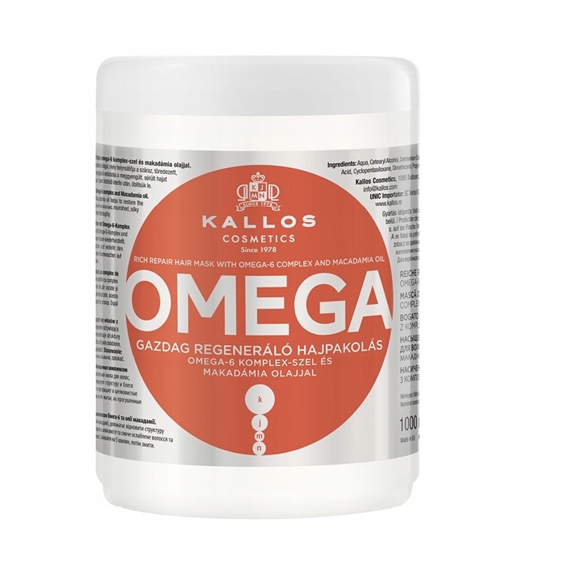 Kallos KJMN Omega Rich Repair Hair Mask regenerująca maska z kompleksem ome