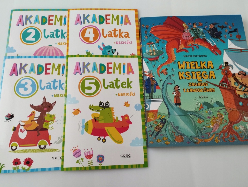Wielka księga zagadek i łamigłówek + Akademie 2-5 Lat zagadki naklejki x5