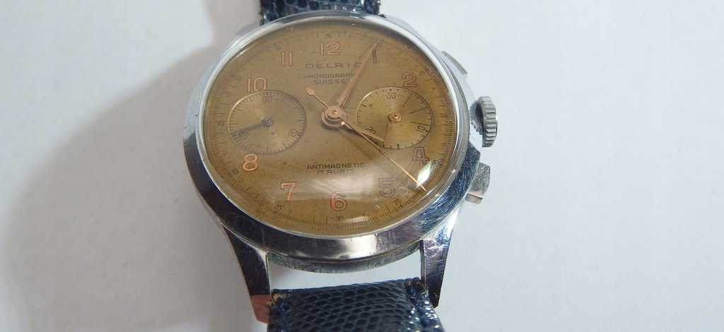 DELRIO CHRONOGRAPHE SUISSE ANTIMAGNETIC 17 RUBIS STARY ZEGAREK