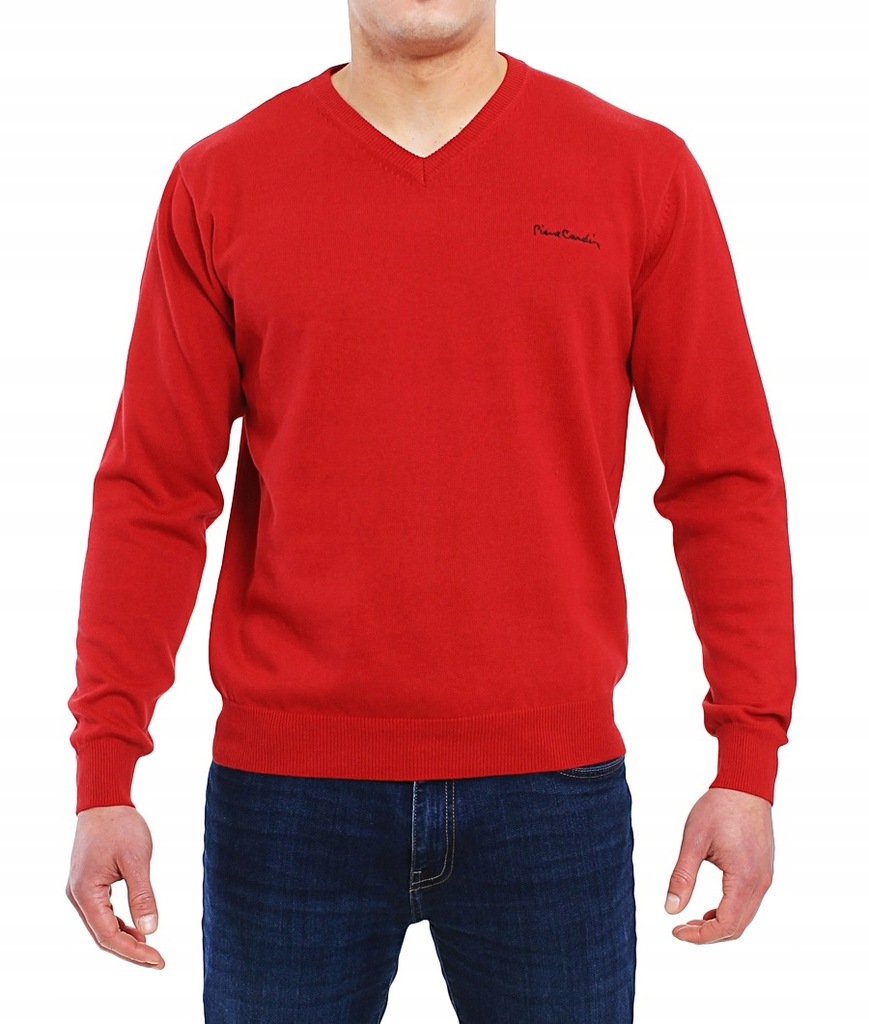 Sweter Pierre Cardin V-N 100% Bawełna BORDO L