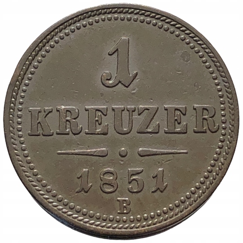 43188. Austria - 1 krajcar - 1851r. - B