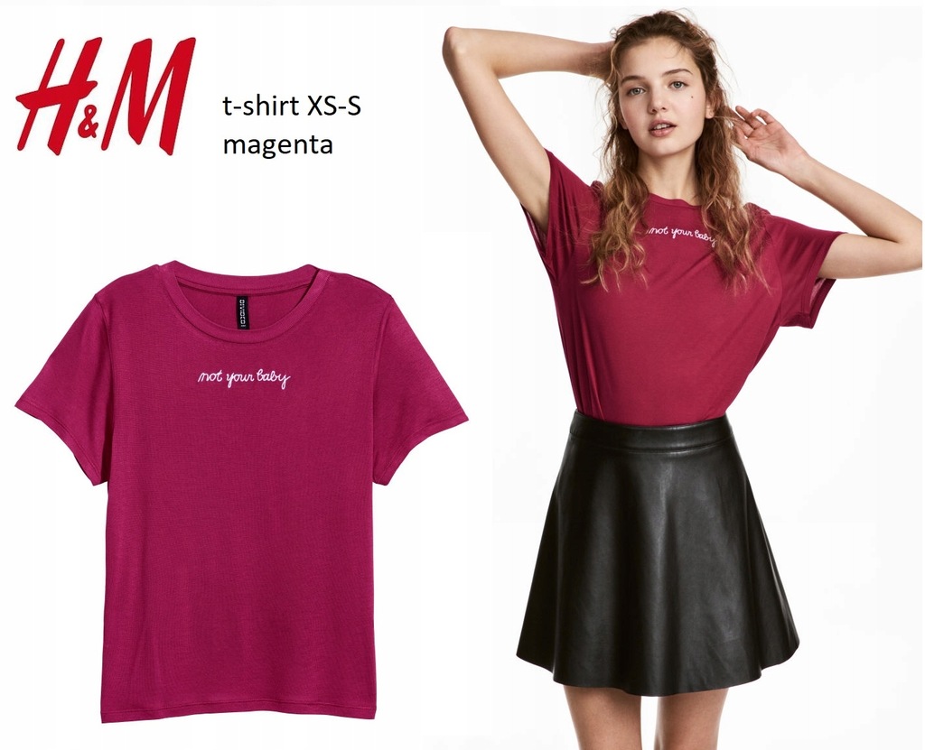 t-shirt magenta H&M 34 36