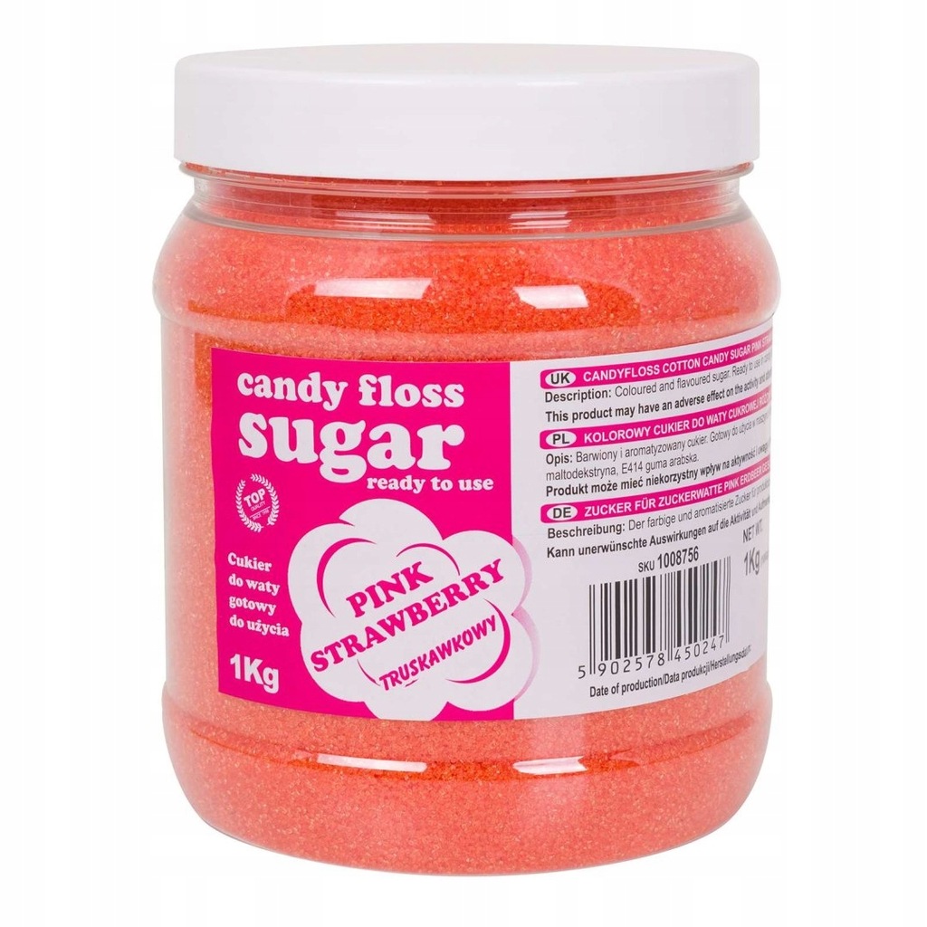 Kolorowy cukier do waty cukrowej różowy o smaku tr