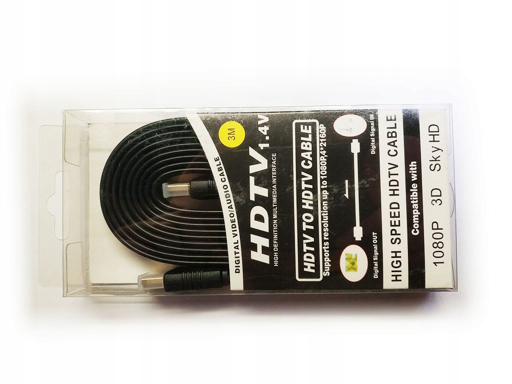Przewód kabel HDMI 1.4v 24k Flat 3m