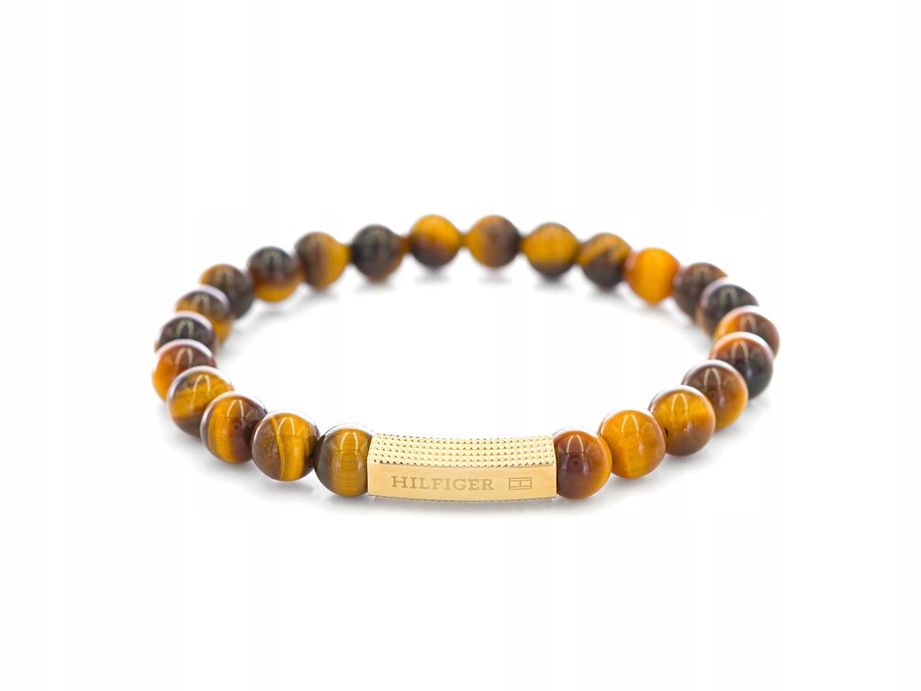 BRANSOLETA MĘSKA TOMMY HILFIGER 2790582 KAMIENIE STAL TYGRYSIE OKO CASUAL